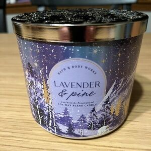 Bath & Body Works 3 Wick Candle. Lavender And Pine .